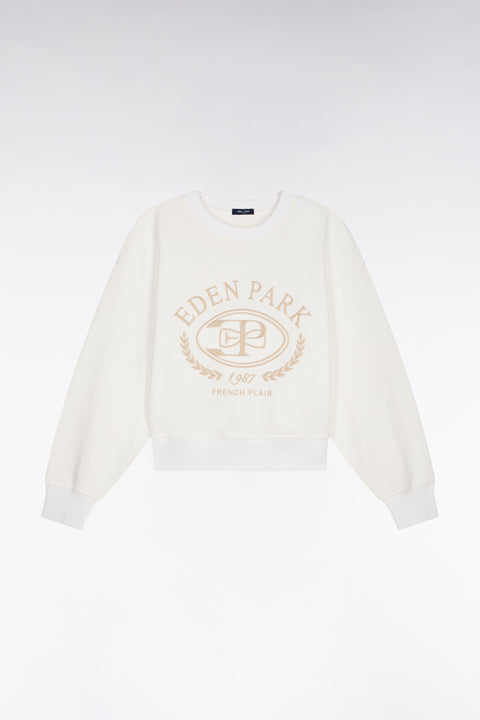 Sweatshirt en coton écru brodé coupe relaxed - Image 2
