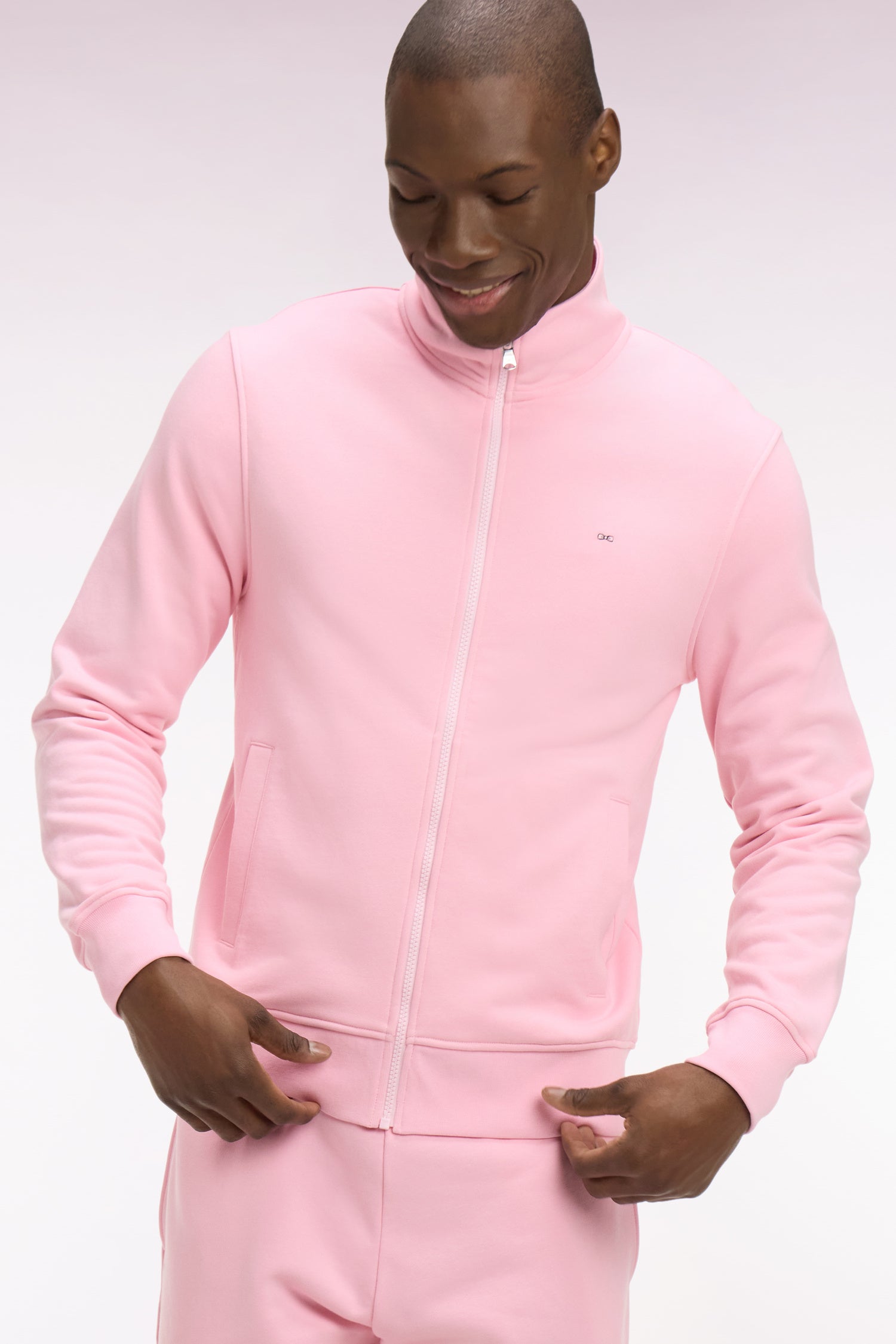 Pink cotton fleece zipped sweatshirt – Eden Park