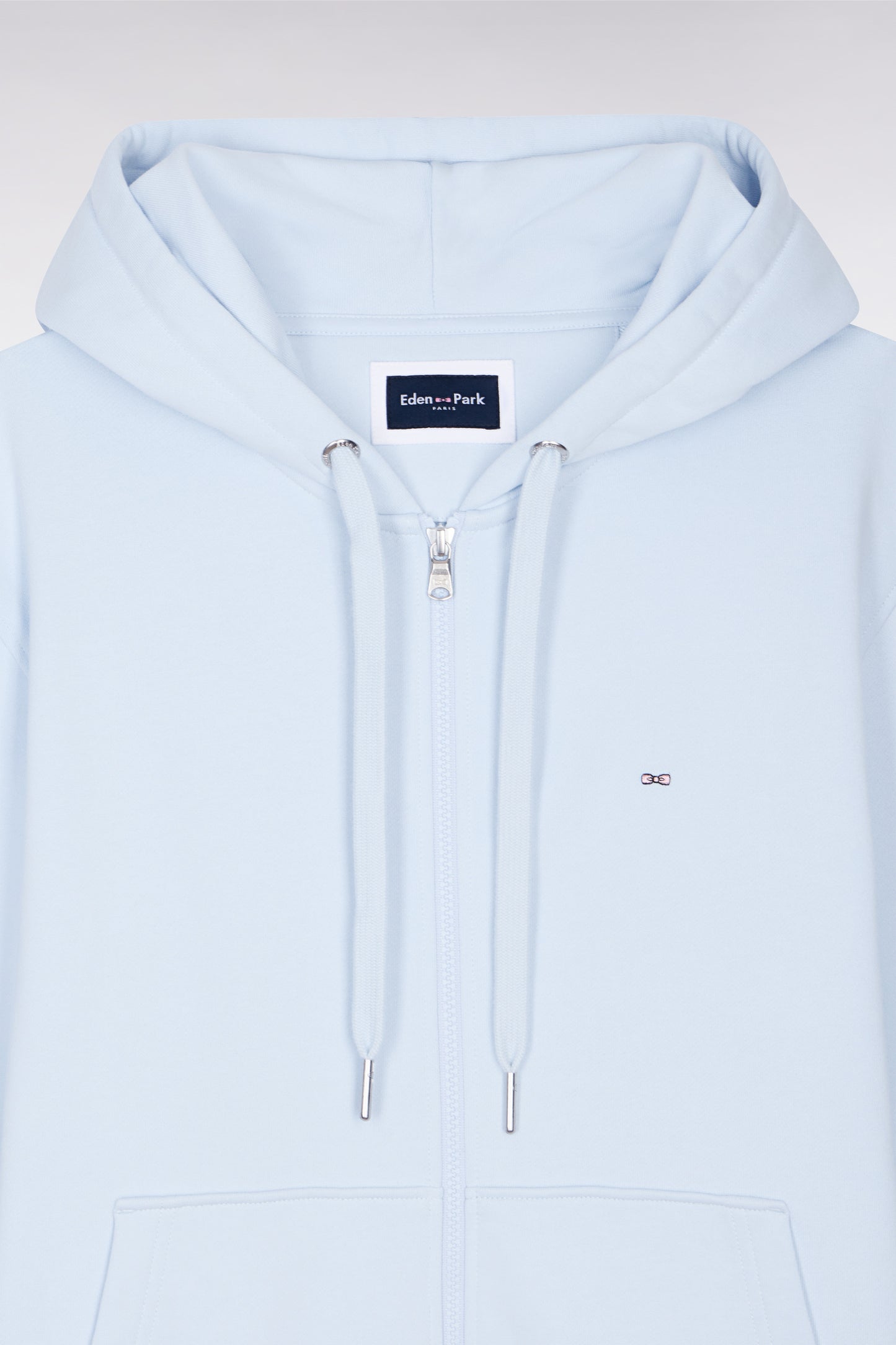 Sweatshirt zippé à capuche en molleton coton ciel
