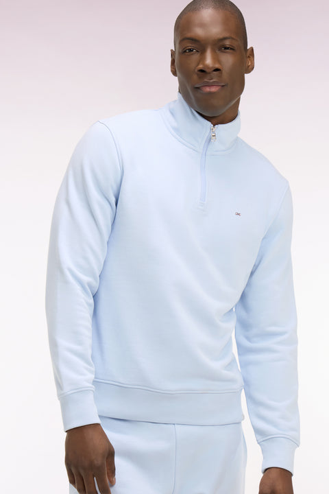Sweatshirt col camionneur en molleton coton ciel - Image 1