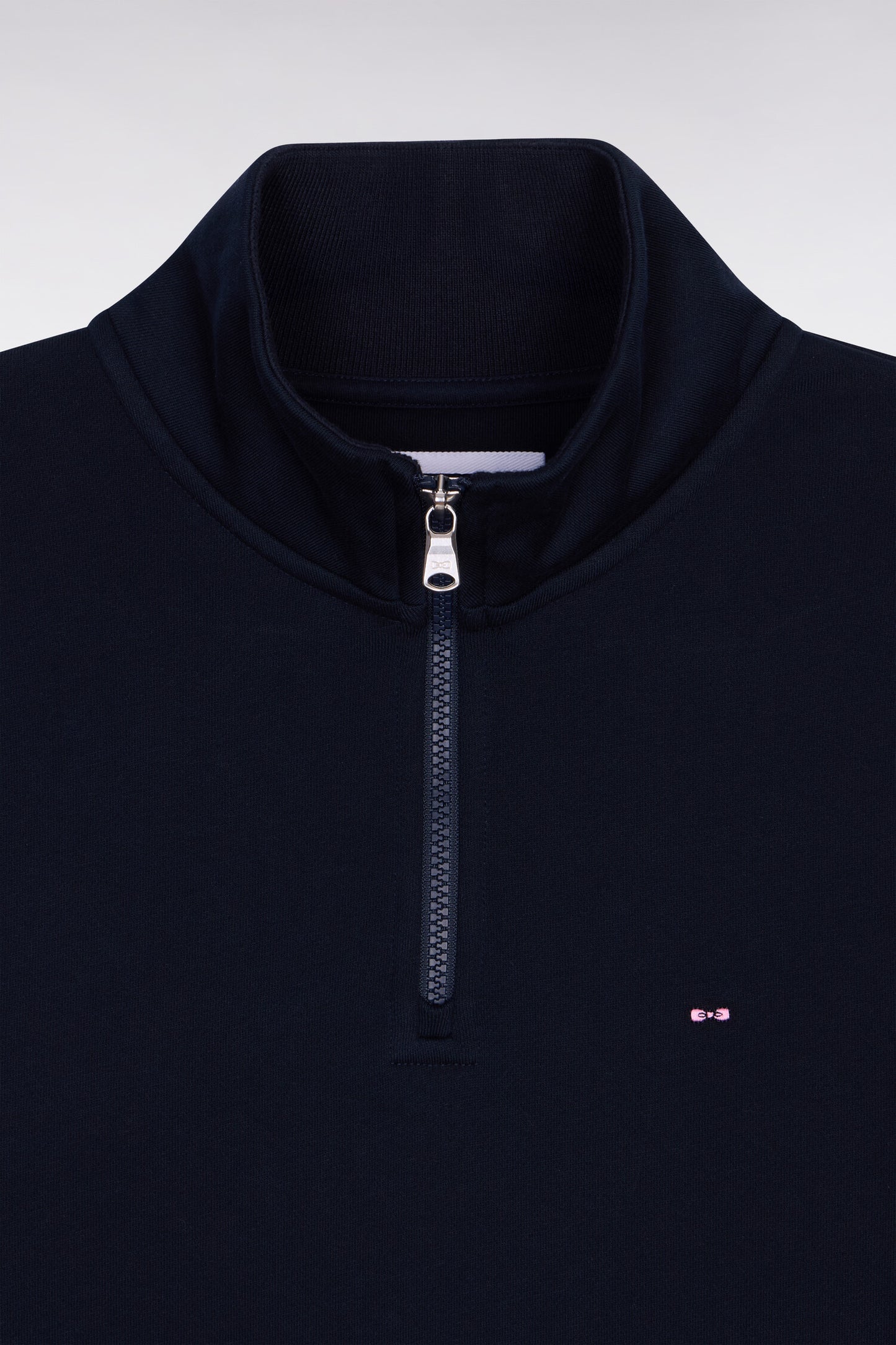 Navy cotton fleece trucker neck sweatshirt