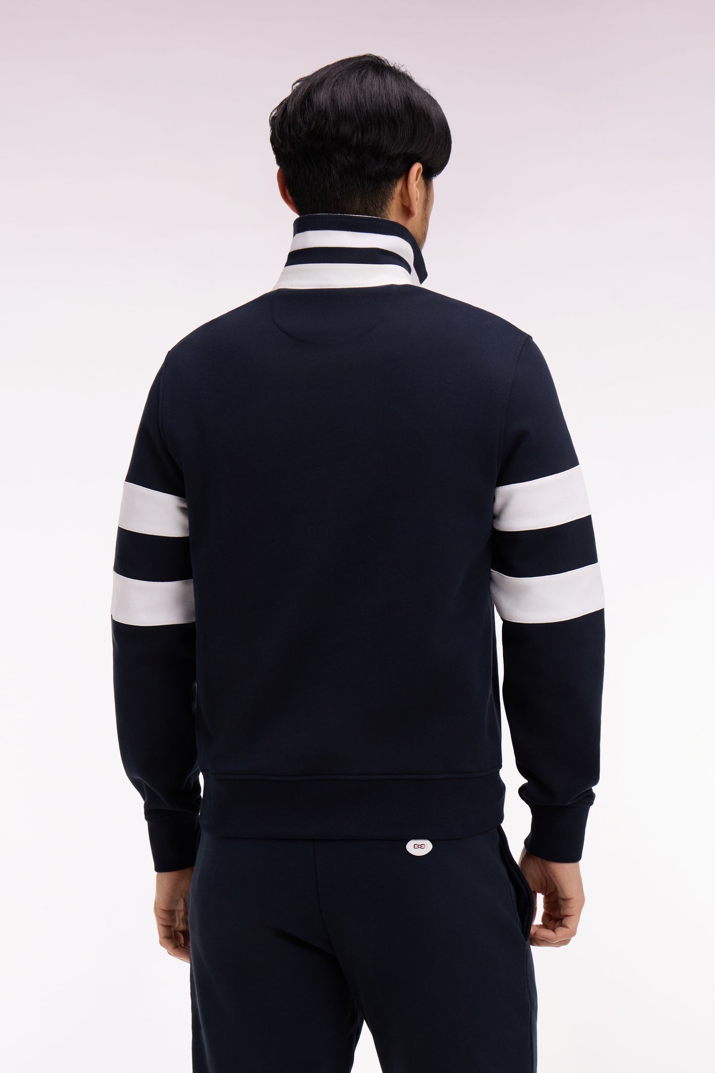Sweatshirt col maillot en molleton marine coupe regular