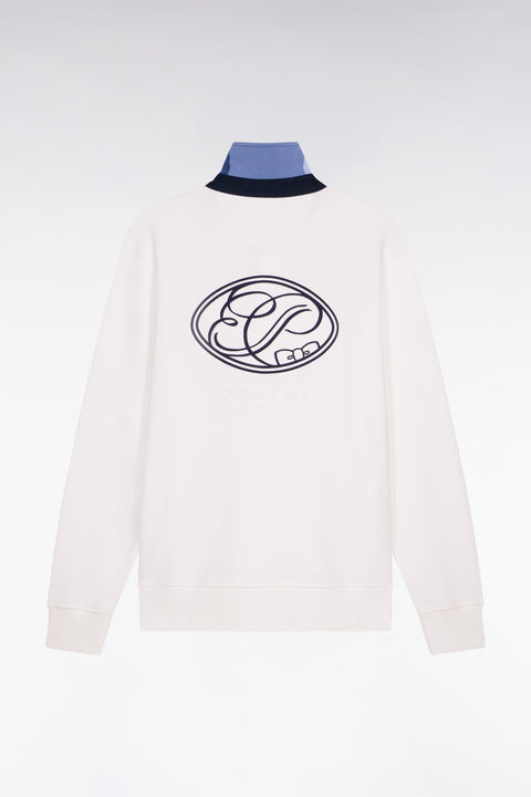 Sweatshirt à col maillot en molleton écru brodé coupe regular - Image 2