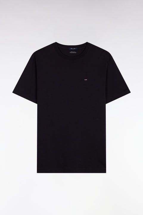 T-shirt à manches courtes en coton Pima noir brodé coupe regular - Image 2