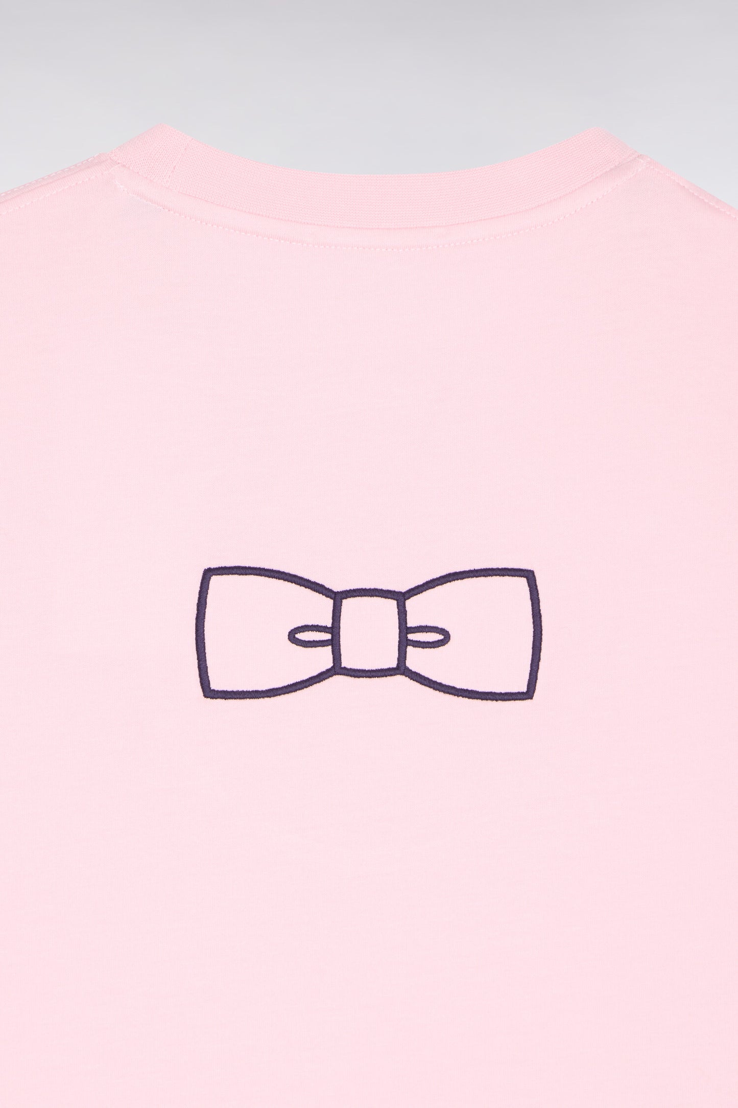 T-shirt à manches courtes en coton Pima rose brodé coupe regular