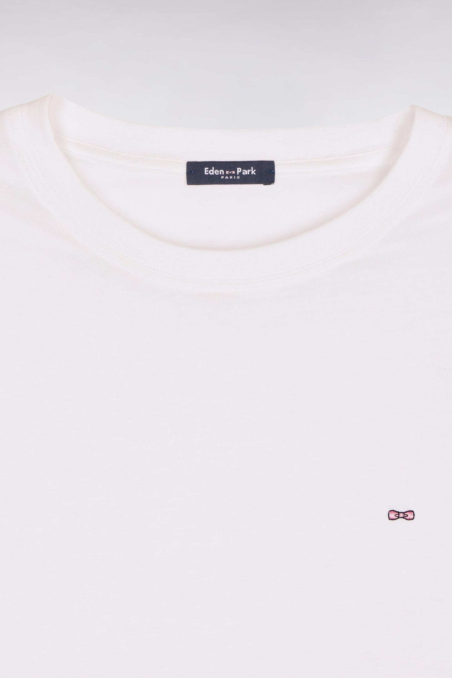 T-shirt à manches courtes en lyocell et coton blanc coupe regular