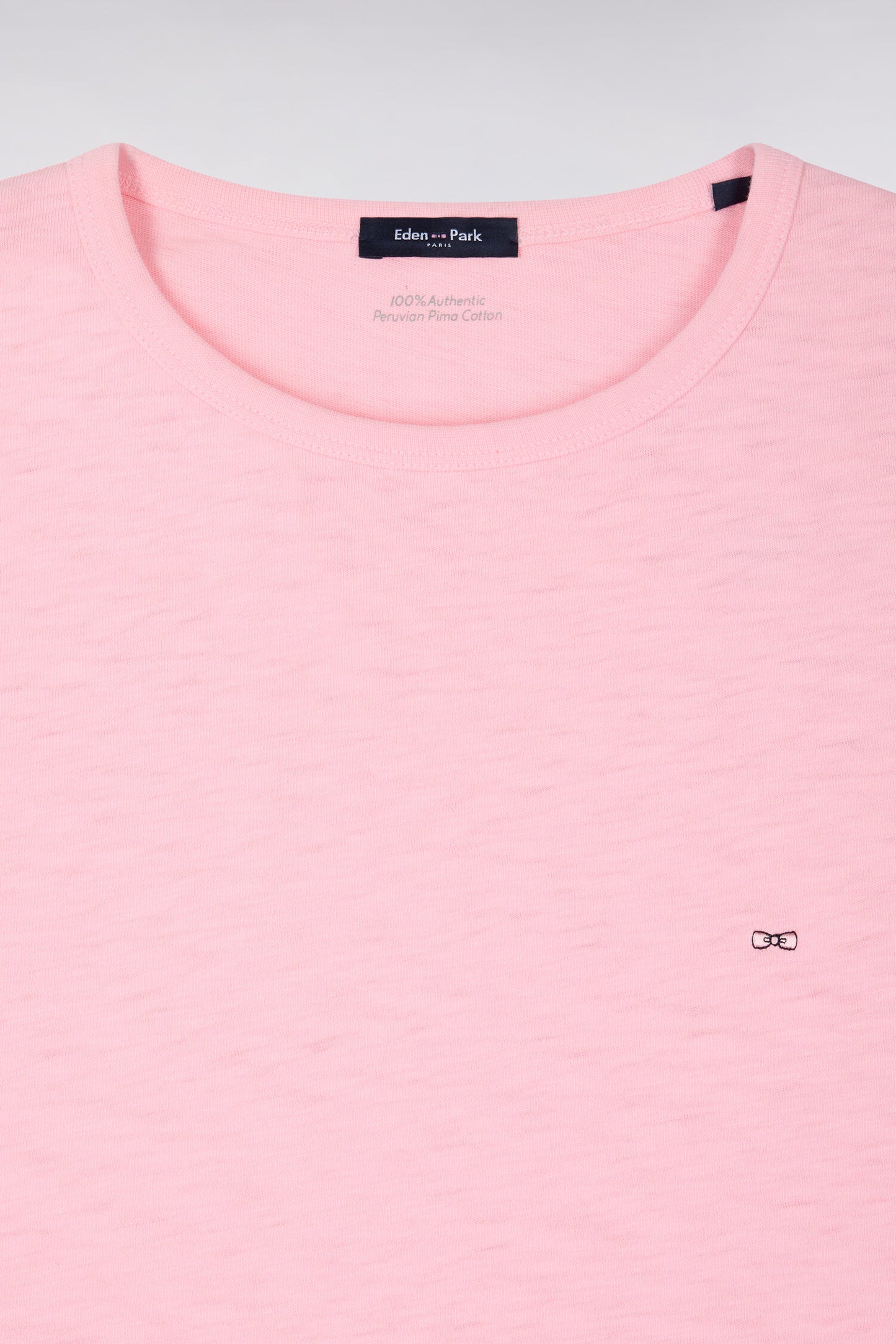 T-shirt à manches courtes en jersey de coton slub rose coupe regular