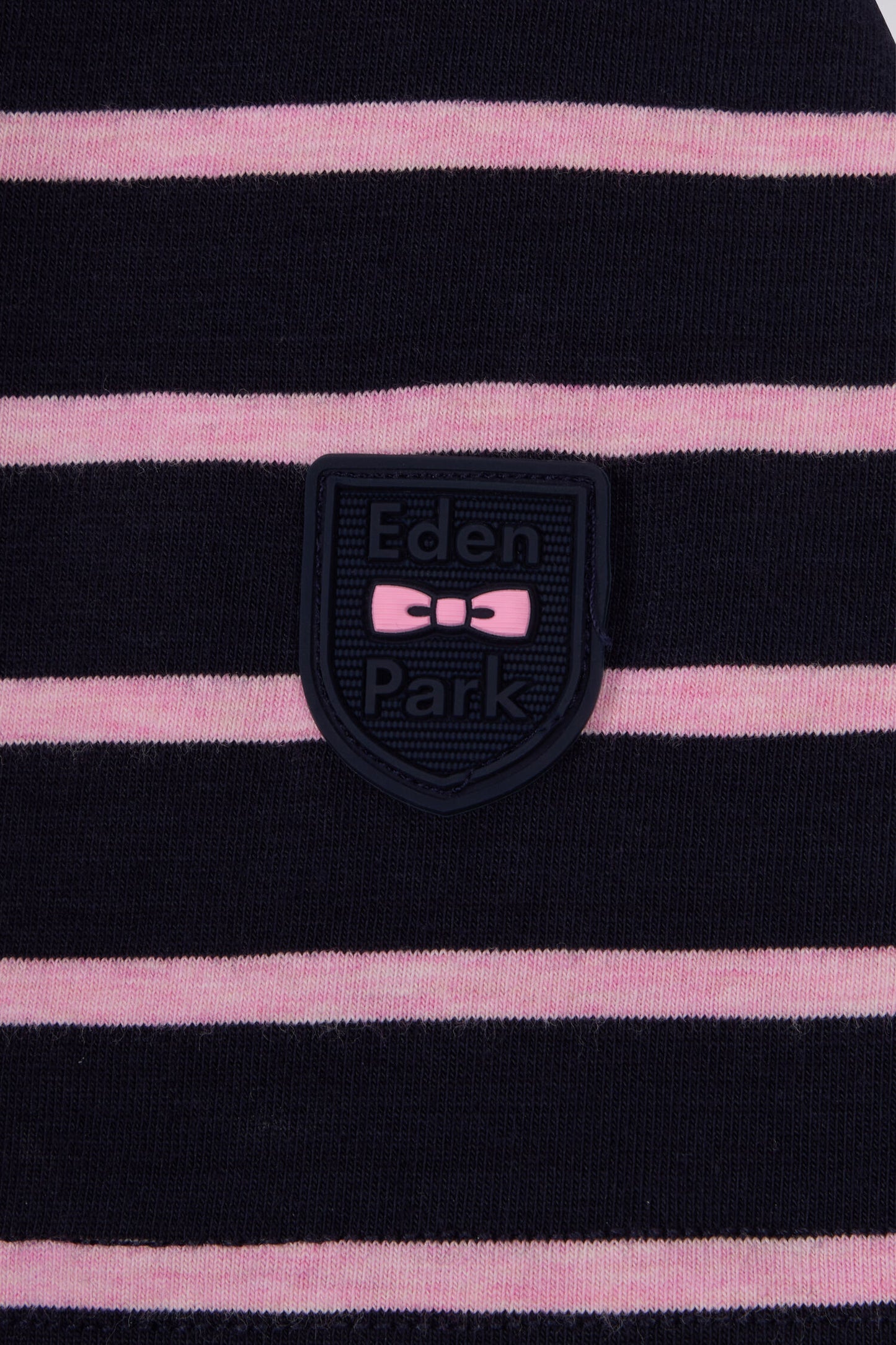 T-shirt à manches courtes en coton stretch rayé marine coupe slim