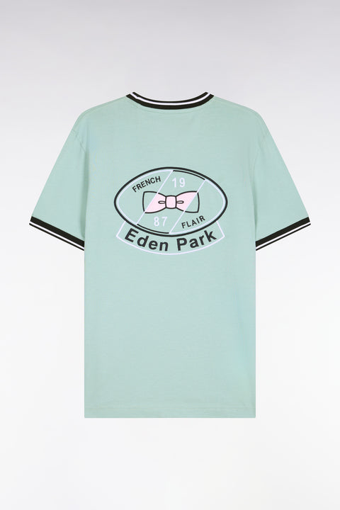 T-shirt à manches courtes en coton vert d'eau brodé coupe regular - Image 2