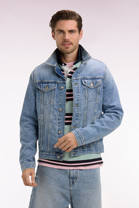 Blouson en denim bleu délavé - Image 3