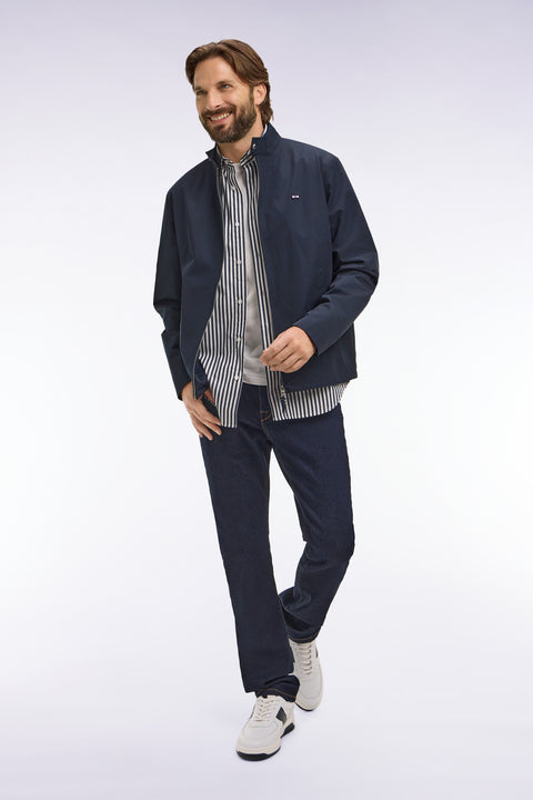 Blouson à col motard en nylon marine - Image 1