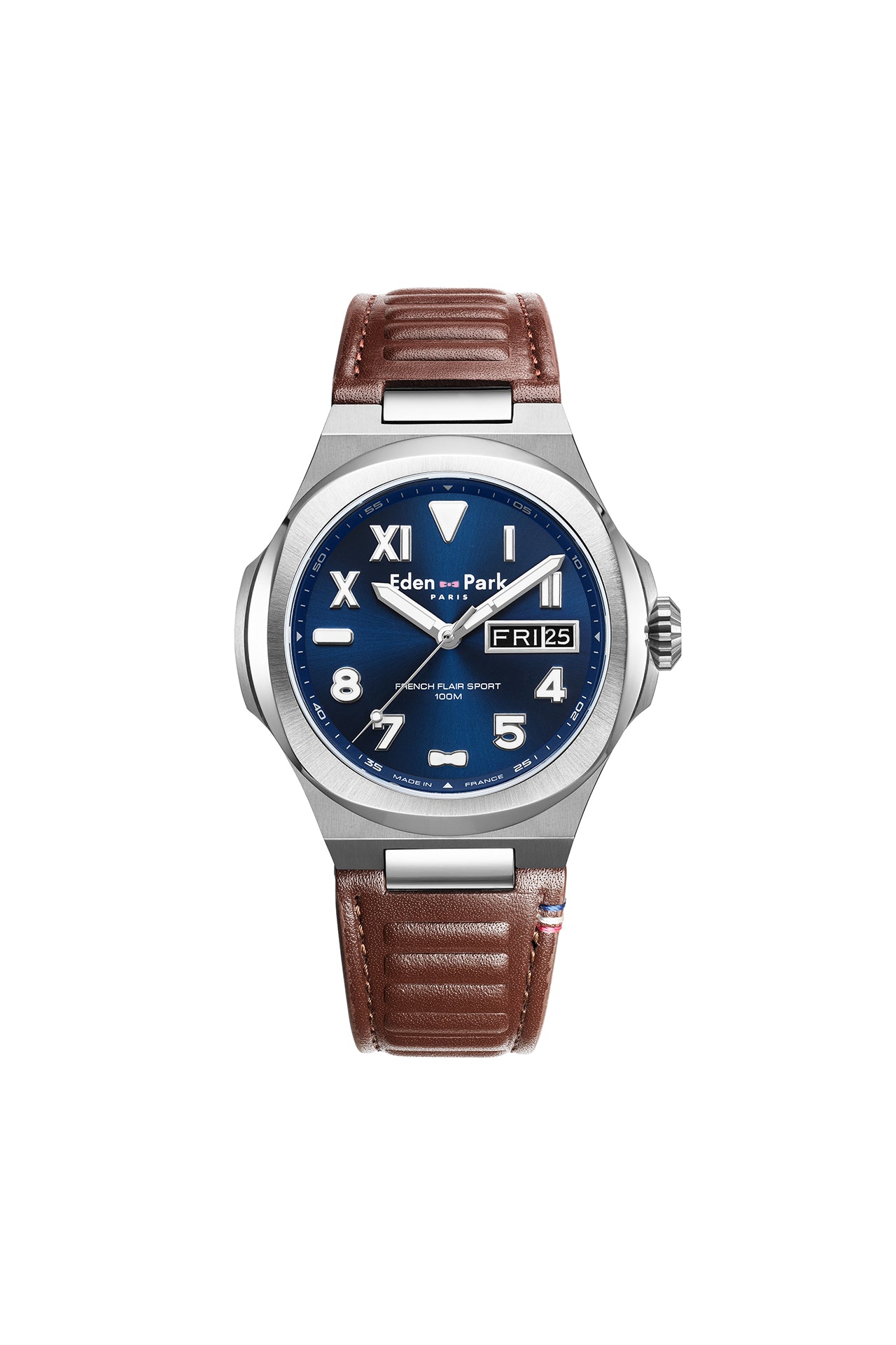 Montre à quartz Jour Date Bleue bracelet en caoutchouc