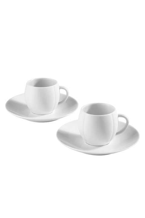 Lot de 2 tasses et sous-tasses blanches en porcelaine - Image 2