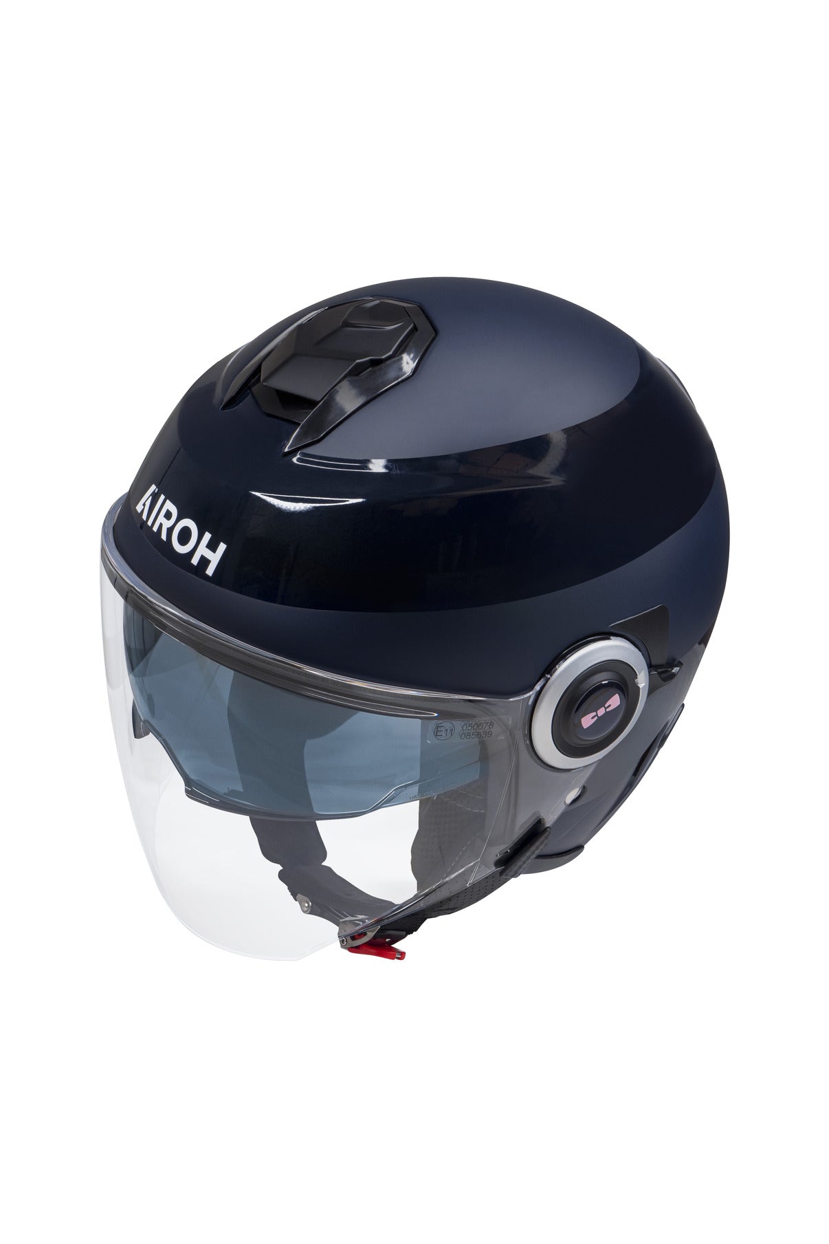 Casque moto cerclé bleu marine