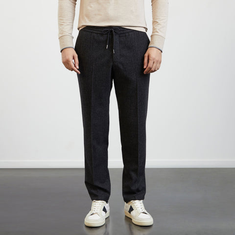 Dark grey trousers with Prince of Wales pattern and elasticated waist - Image 3