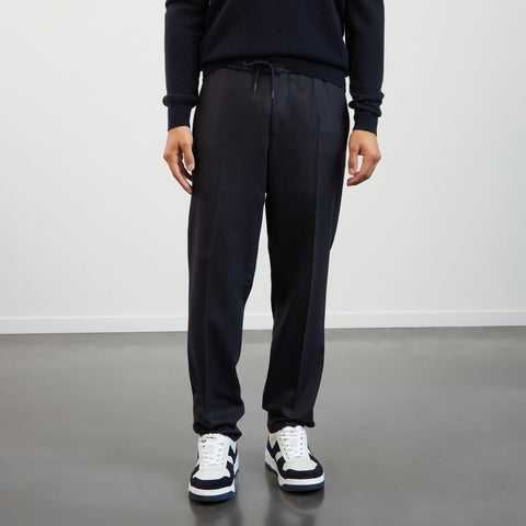 Dark blue wool mix trousers with broken fold - Image 3