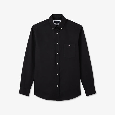 Plain dark grey shirt in cotton pique - Image 2