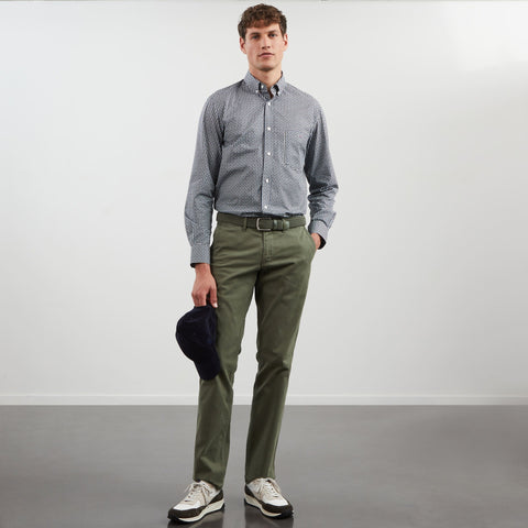 Chemise kaki en coton Pima imprimé exclusif - Image 1