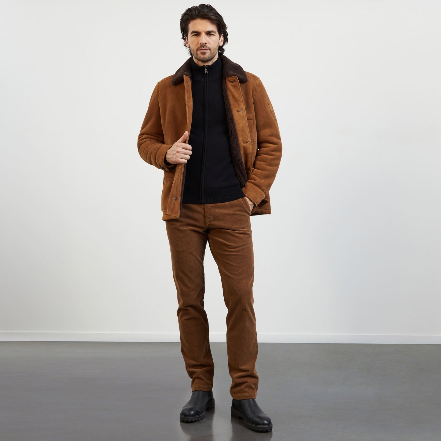 Cardigan noir zippé à col montant