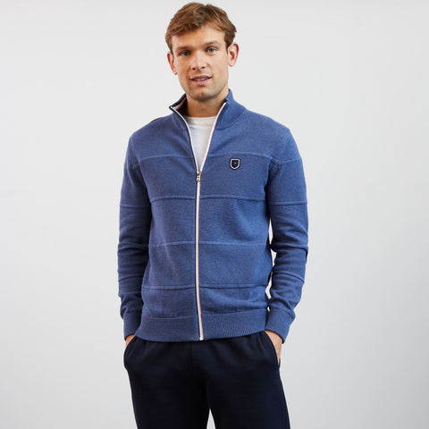 Cardigan bleu zippé en jeu de maille - Image 3
