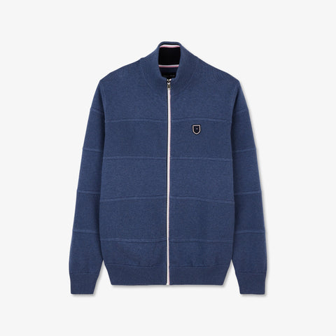 Cardigan bleu zippé en jeu de maille - Image 2