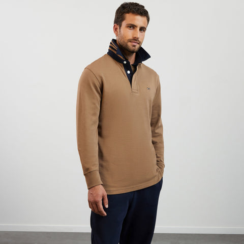 Dark beige long-sleeved rugby shirt - Image 3