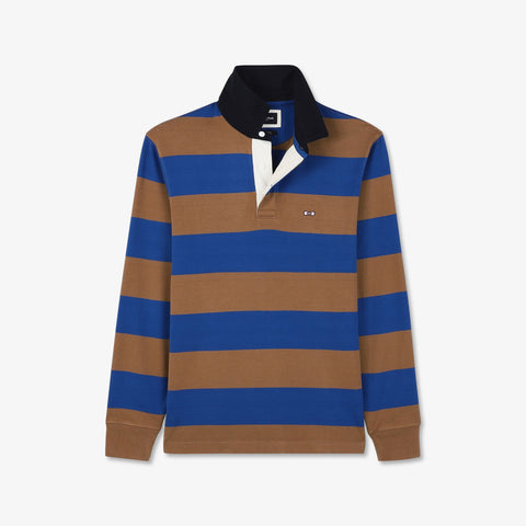 Bright blue striped long-sleeved rugby shirt - Image 2