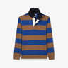 Bright blue striped long-sleeved rugby shirt