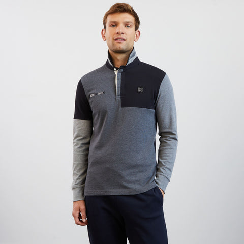 Black long-sleeved colourblock rugby shirt - Image 3