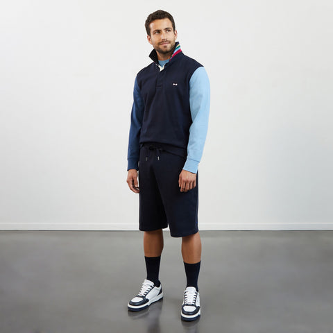 Blue long-sleeved colourblock rugby shirt - Image 1