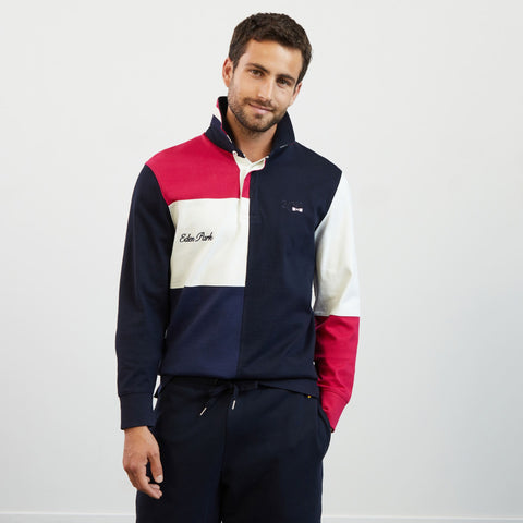 Dark blue colourblock rugby shirt with 2023 embroidery - Image 3