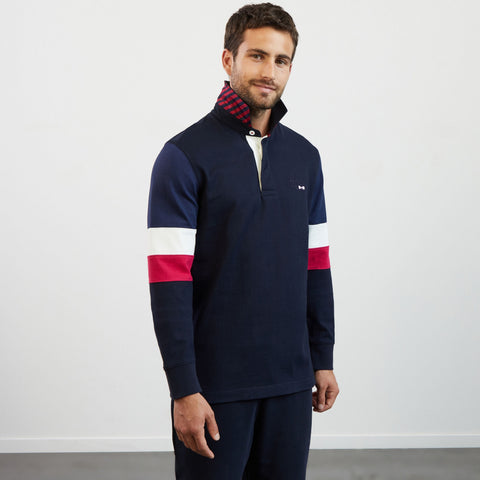 Dark blue colourblock rugby shirt with 2023 embroidery - Image 3