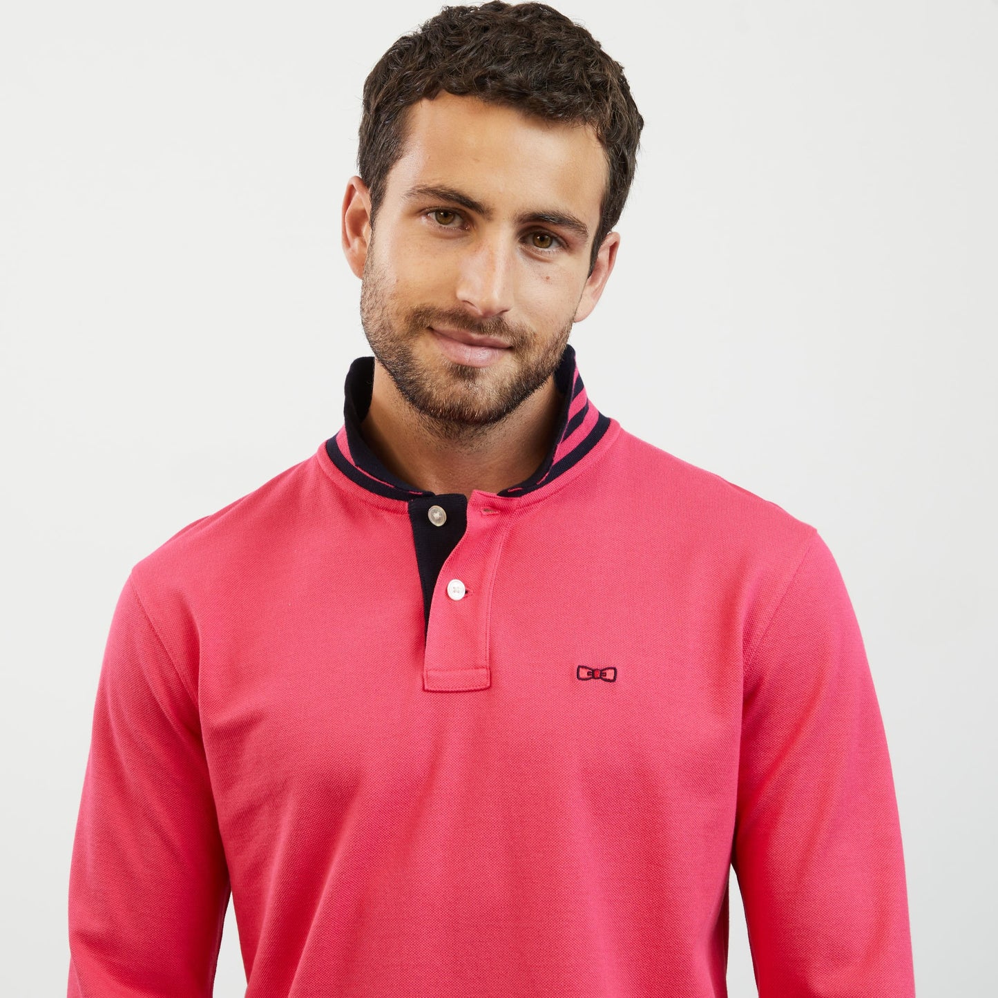 Polo rose manches longues