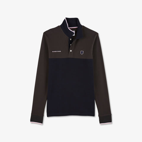 Polo marron foncé colorblock à broderie Eden Park - Image 2