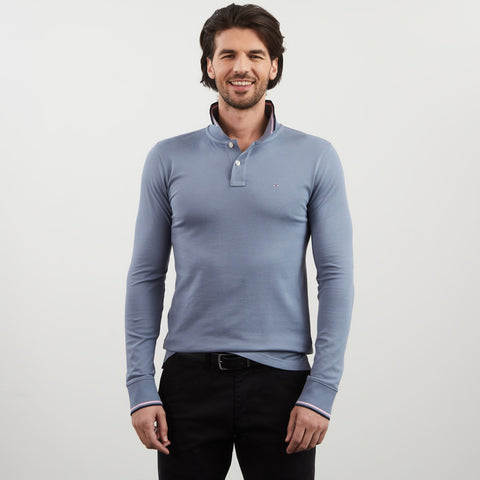 Polo bleu manches longues - Image 1