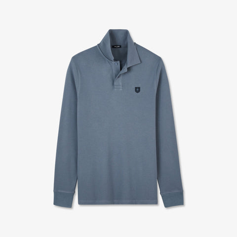 Polo gris bleu manches longues - Image 2