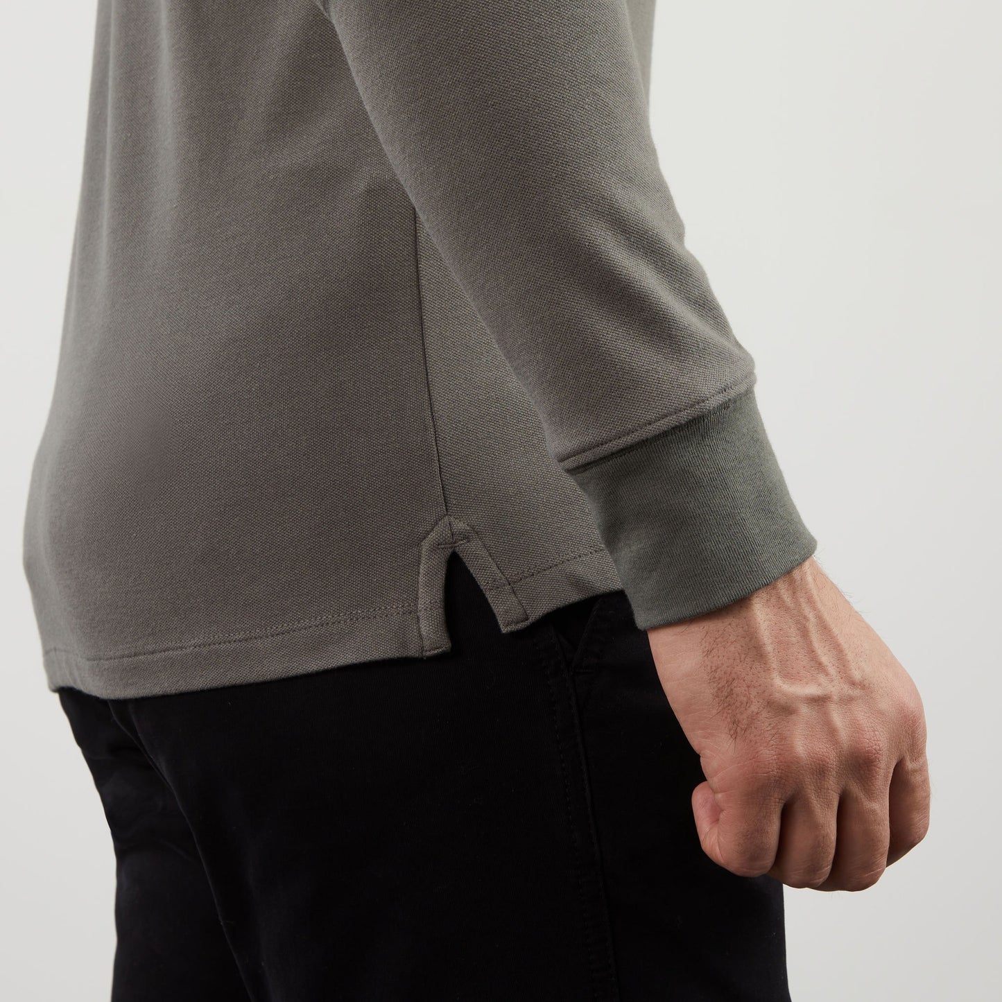 Dark grey long-sleeved polo shirt