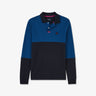 Polo bleu colorblock à inscription jacquard