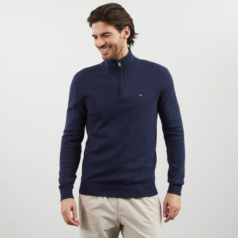 Dark blue zip-neck jumper - Image 3