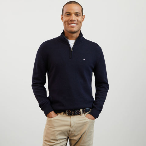 Navy blue zip-neck jumper - Image 1