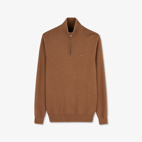 Brown zip-neck jumper - Image 2