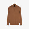 Brown zip-neck jumper