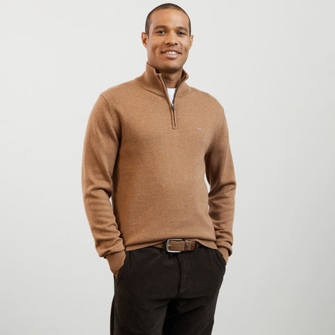 Brown zip-neck jumper - Image 1