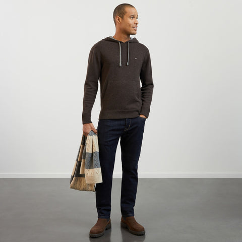 Pull marron à capuche - Image 1