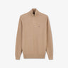 Beige zip-neck jumper in decorative cable knit