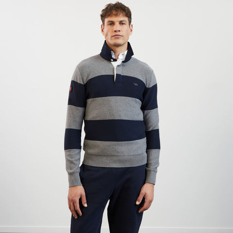 Grey circle jumper with XV de France embroidery - Image 3