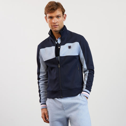 Sweat bleu clair zippé colorblock - Image 1