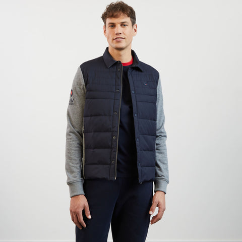 Dark blue bimaterial colourblock XV de France sweatshirt - Image 1