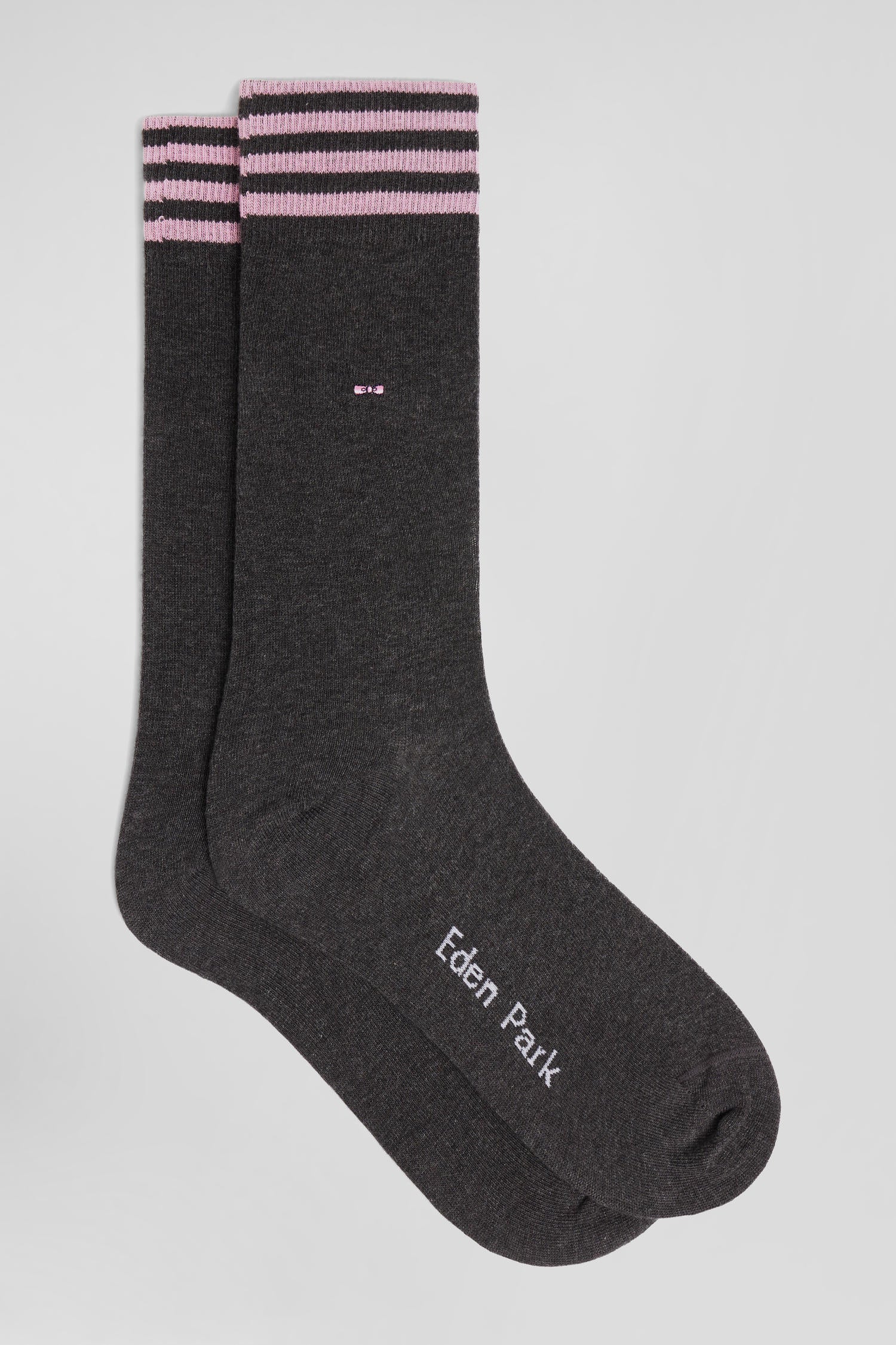Paire de chaussettes grises a details cercles en coton stretch