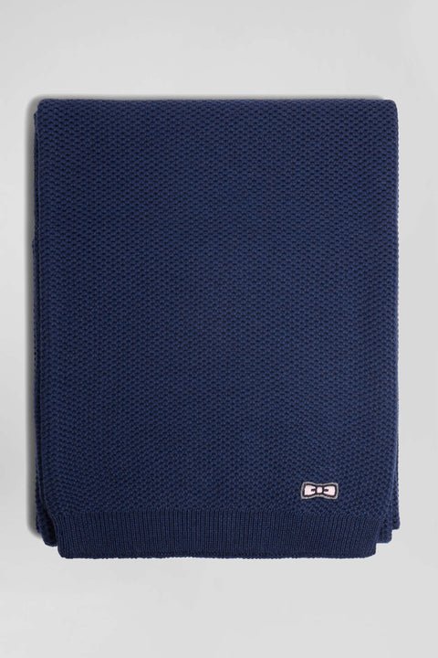 Dark blue plain cotton scarf - Image 3